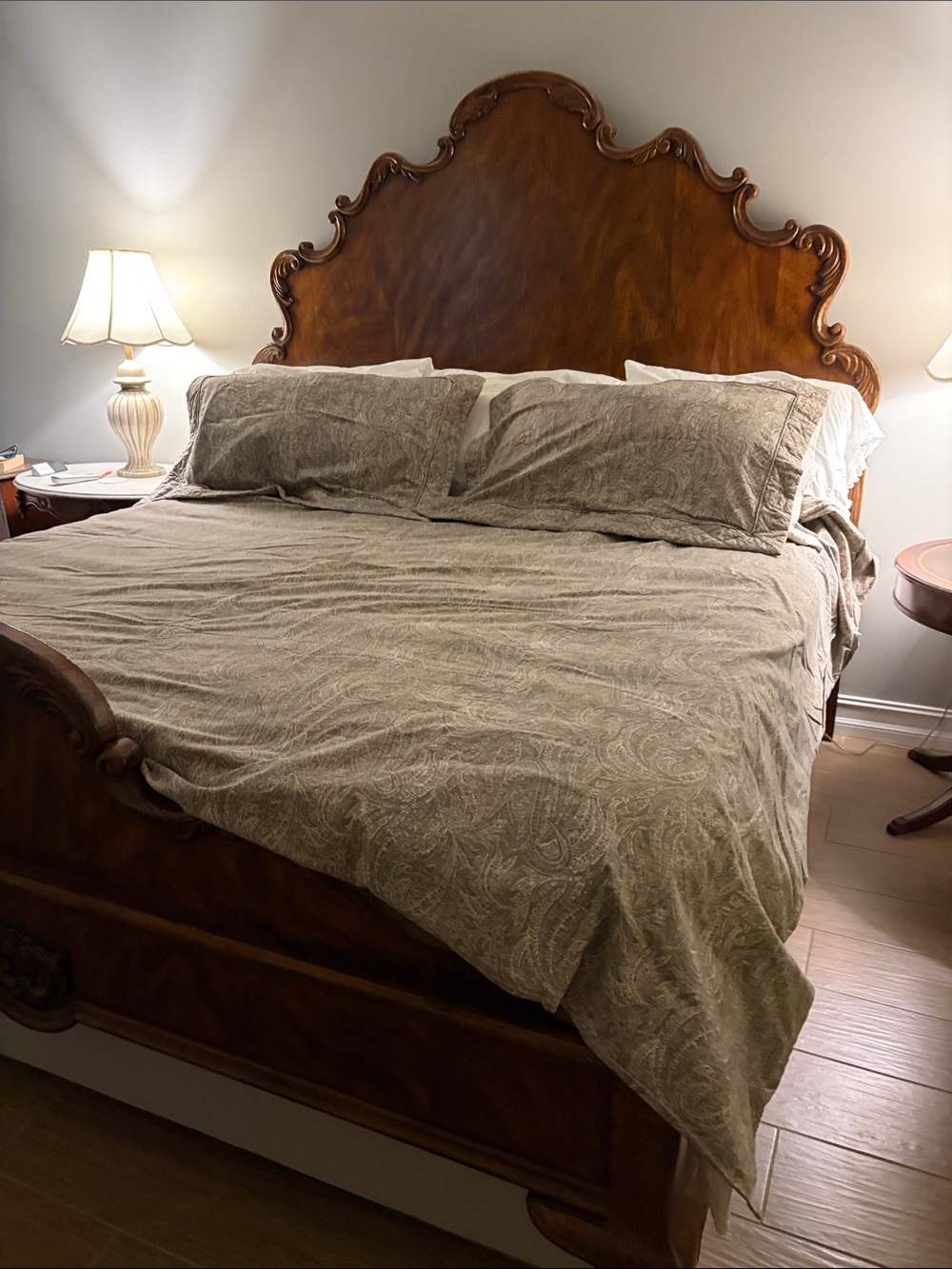 Peacock Alley Taupe and Olive Paisley Cotton king Duvet Cover Set